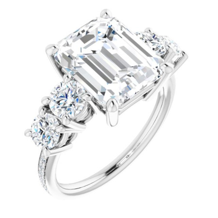 Avery Lab Grown Diamond Ring | 5 Carat Emerald Diamond Five-Stone Engagement Ring ST019DLE