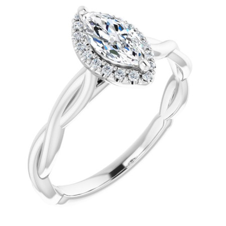 Ayla 0.5 Carat Marquise Diamond Halo-Style Engagement Ring in White color  ST067DNM