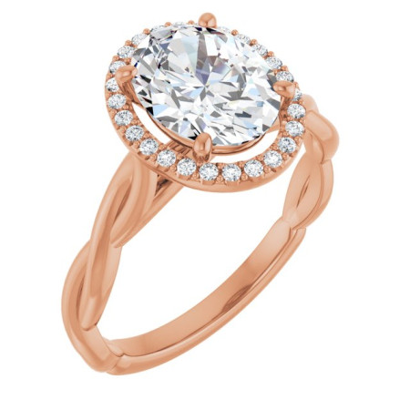 Ayla Lab Grown Diamond Ring | 2 Carat Oval Diamond Halo-Style Engagement Ring in Rose color ST067DLO
