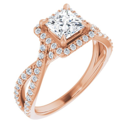Bailey 0.75 Carat Square Diamond Halo-Style Engagement Ring in Rose color ST141DNS