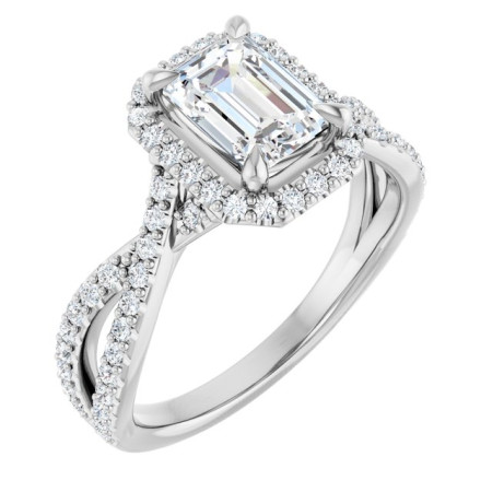 Bailey 1 Carat Emerald Diamond Halo-Style Engagement Ring ST141DNE