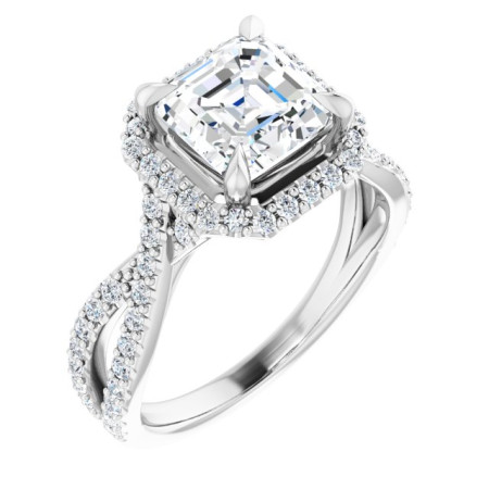 Bailey Lab Grown Diamond Ring | 2 Carat Asscher Diamond Halo-Style Engagement Ring ST141DLA