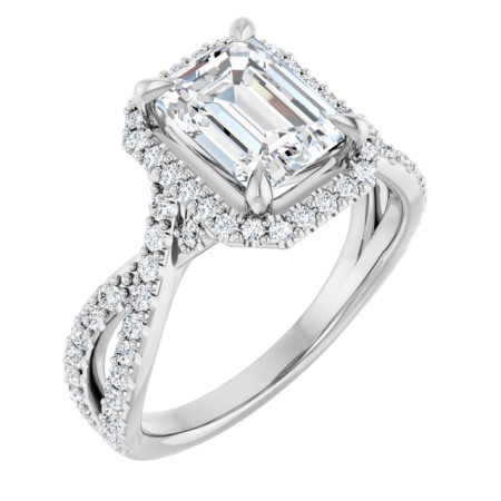 Bailey Lab Grown Diamond Ring | 2 Carat Emerald Diamond Halo-Style Engagement Ring ST141DLE