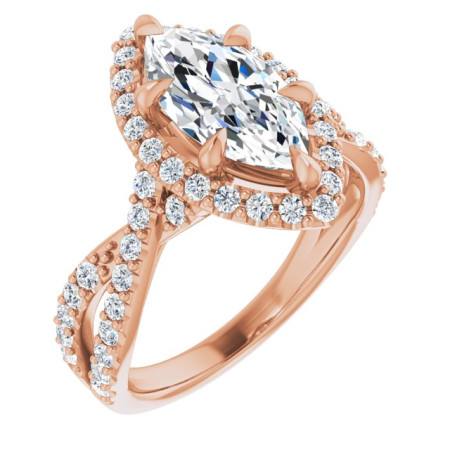 Bailey Lab Grown Diamond Ring | 2 Carat Marquise Diamond Halo-Style Engagement Ring in Rose color ST141DLM