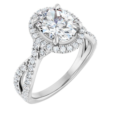 Bailey Lab Grown Diamond Ring | 2 Carat Oval Diamond Halo-Style Engagement Ring ST141DLO