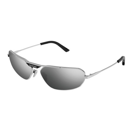 Balenciaga Men's Designer Geometric Sunglasses BB0245S002 Silver Mirror Lenses M09486