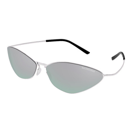 Balenciaga Unisex Designer Cat Eye Sunglasses BB0350S004 Silver Mirror Lenses M14890