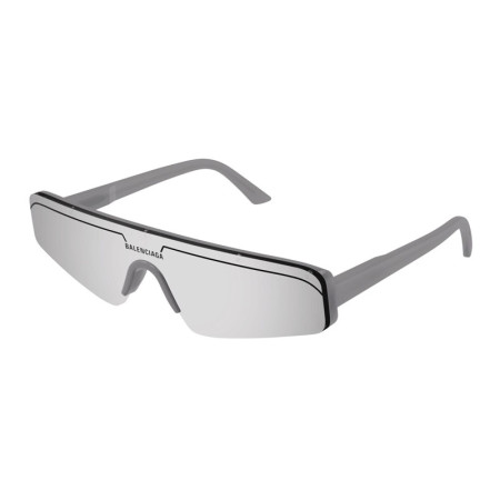 Balenciaga Unisex Designer Rectangle Sunglasses BB0003S011 Silver Mirror Lenses M13813