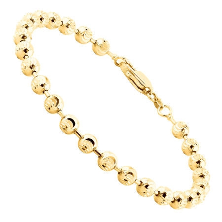 Ball 10K Yellow Gold Moon Cut Chain Bracelet 5mm 7.5-9in 890777-1