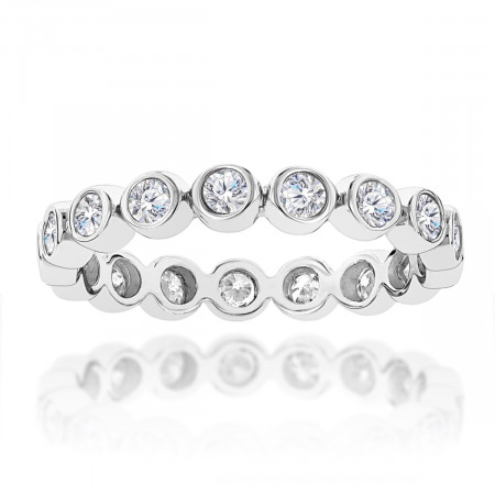 Thin Bezel Set Round Diamond Eternity Ring 1.25ct 14K Gold in White color  801857