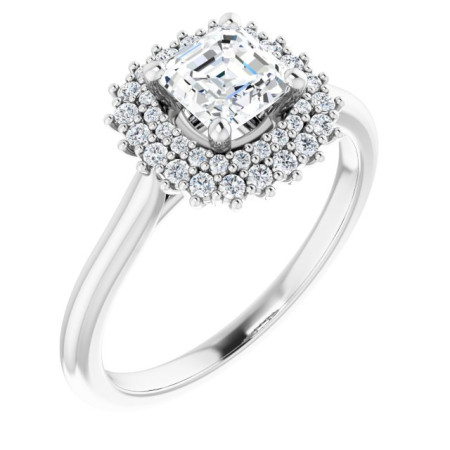 Blake 0.75 Carat Asscher Diamond Halo-Style Engagement Ring ST154DNA