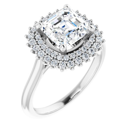 Blake Lab Grown Diamond Ring | 2 Carat Asscher Diamond Halo-Style Engagement Ring ST154DLA