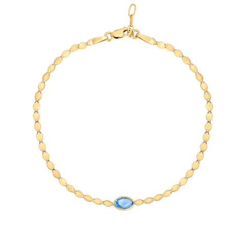 2.6mm Blue Topaz Mirrored Chain Bracelet for Men & Women | 14K Yellow Gold | Lobster Clasp HD5104