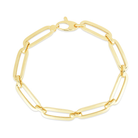 7mm Bombay Paperclip Bracelet for Men & Women | 14K Yellow Gold | Lobster Clasp HD5142