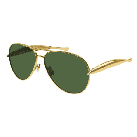 Bottega Veneta Unisex Designer Aviator Sunglasses BV1305S001 Green Lenses M11491