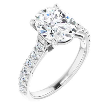 Brielle 3 Carat Oval Diamond Solitaire Engagement Ring in White color  ST092DNO