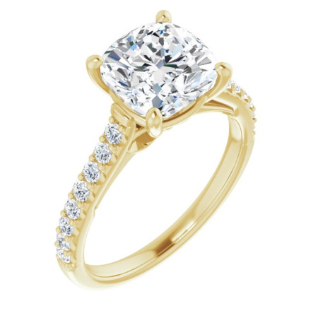 Brielle Lab Grown Diamond Ring | 3 Carat Cushion Diamond Solitaire Engagement Ring in Yellow color  ST092DLC