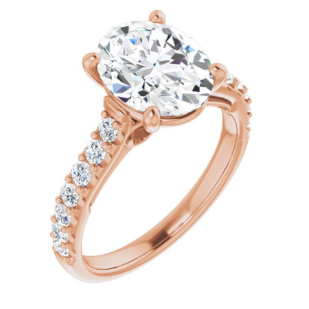 Brielle Lab Grown Diamond Ring | 3 Carat Oval Diamond Solitaire Engagement Ring in Rose color ST092DLO
