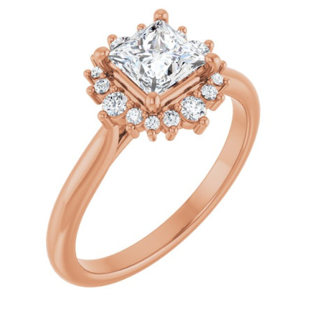 Callie 0.75 Carat Square Diamond Halo-Style Engagement Ring in Rose color ST143DNS
