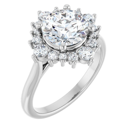 Callie Lab Grown Diamond Ring | 2 Carat Round Diamond Halo-Style Engagement Ring ST143DLR