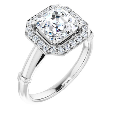 Camila Lab Grown Diamond Ring | 2 Carat Asscher Diamond Halo-Style Engagement Ring ST007DLA