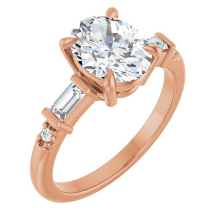 Camille Lab Grown Diamond Ring | 2 Carat Oval Diamond Accented Engagement Ring in Rose color ST185DLO