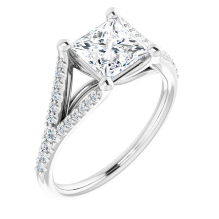 Caroline 1.25 Carat Square Diamond Accented Engagement Ring ST052DNS