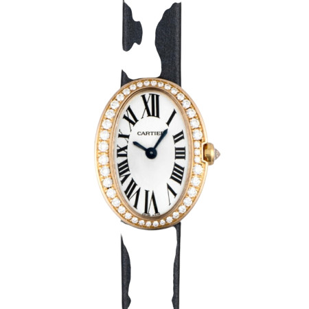 Cartier Baignoire 18K Gold Diamond Watch | Swiss-Quartz | 1ct | Off White Dial s00815