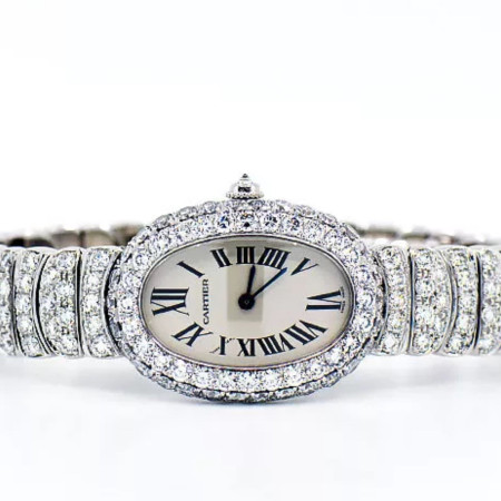 Cartier Baignoire 18K White Gold Women's D... S000266