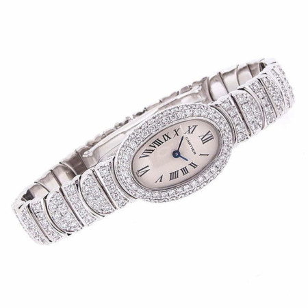 Cartier Baignoire Mini 18K Gold Diamond Watch | Swiss-Quartz | 5ct | Off White Dial s00833