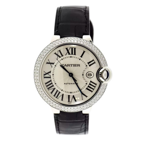 Cartier Ballon Bleu Stainless Steel Men's Diamond Watch 42mm 2ct+ Automatic Movement S000328