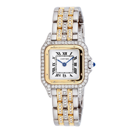 Cartier La Panthere 18K Gold and Stainless Steel Women's Watch 22mm ~1.2ct S000419