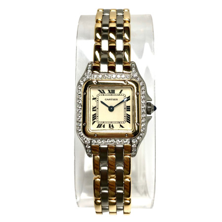 Cartier La Panthere 18K Gold and Stainless Steel Women's Watch 22mm 0.54ct S000401