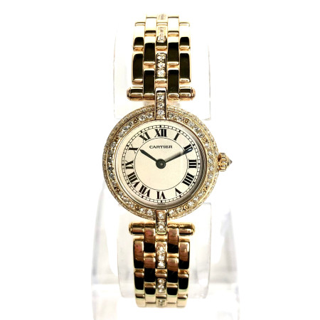 Cartier Panthere Vendome Women's 18K Gold Diamond Watch | 24mm | Quartz | Cream Dial s01028