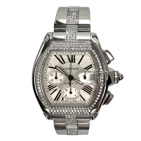 Cartier Roadster Stainless Steel Men's Diamond Watch 42mm ~2.5ct Automatic Movement S000319