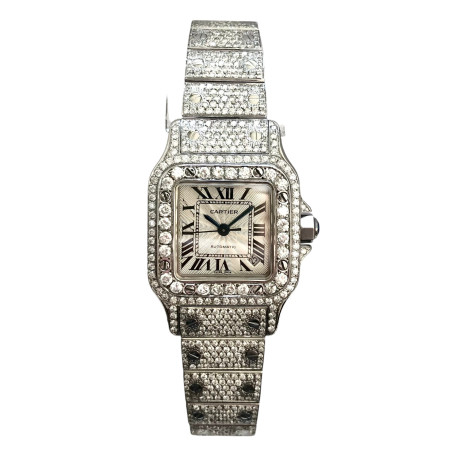 Cartier Santos de Cartier Galbee Stainless Steel Women's Diamond Watch 24mm ~8ct Automatic Movement S000333
