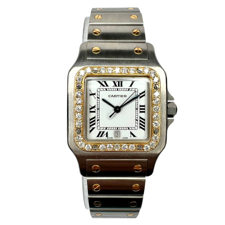Cartier Santos Galbee Women's Two-Tone Gold Diamond Watch