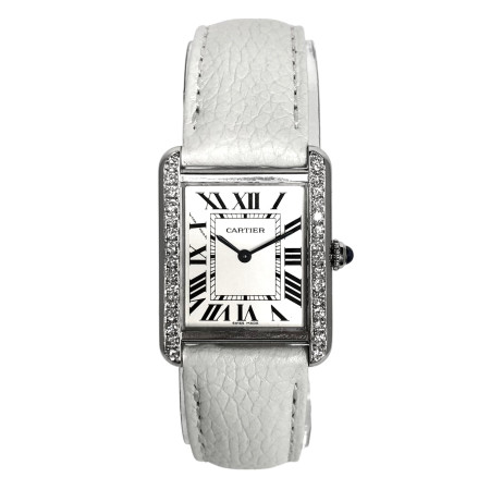 Cartier Tank Solo Stainless Steel Diamond Women's Watch 24mm 0.62ct S000542