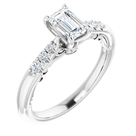 Catalina 0.5 Carat Emerald Diamond Accented Engagement Ring ST117DNE