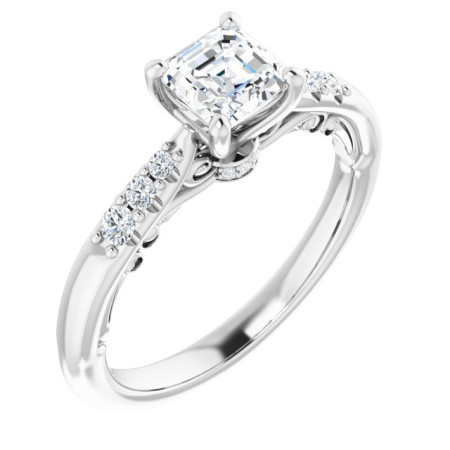 Catalina 0.75 Carat Asscher Diamond Accented Engagement Ring ST117DNA