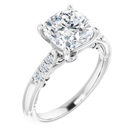 Catalina Lab Grown Diamond Ring | 3 Carat Cushion Diamond Accented Engagement Ring ST117DLC