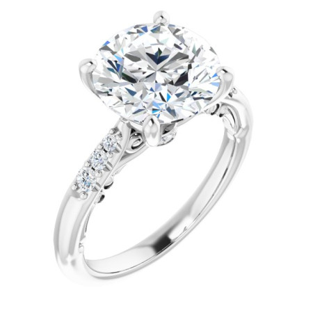 Catalina Lab Grown Diamond Ring | 4 Carat Round Diamond Accented Engagement Ring ST117DLR