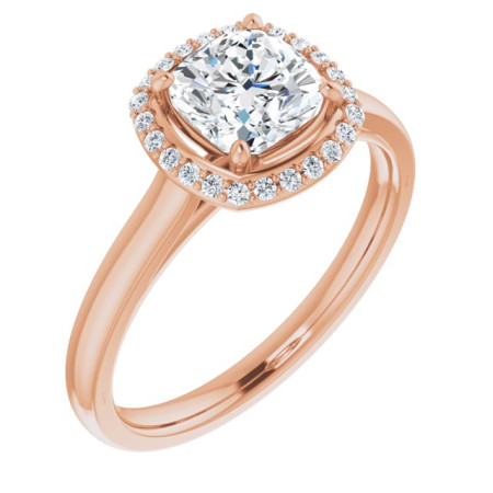 Catherine 1 Carat Cushion Diamond Halo-Style Engagement Ring in Rose color ST235DNC