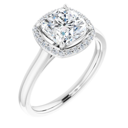 Catherine Lab Grown Diamond Ring | 2 Carat Cushion Diamond Halo-Style Engagement Ring ST235DLC