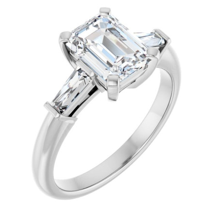Celeste Lab Grown Diamond Ring | 2 Carat Emerald Diamond Three-Stone Engagement Ring ST218DLE