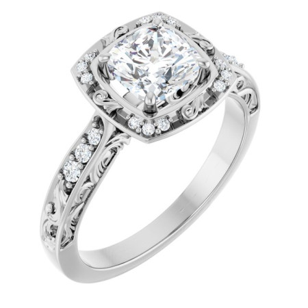Celine 1 Carat Cushion Diamond Sculptural-Inspired Engagement Ring ST241DNC