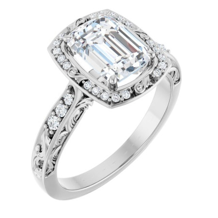 Celine Lab Grown Diamond Ring | 2 Carat Emerald Diamond Sculptural-Inspired Engagement Ring ST241DLE