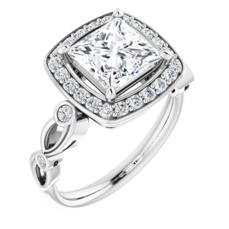 Chloe Lab Grown Diamond Ring | 2 Carat Square Diamond Halo-Style Engagement Ring ST013DLS