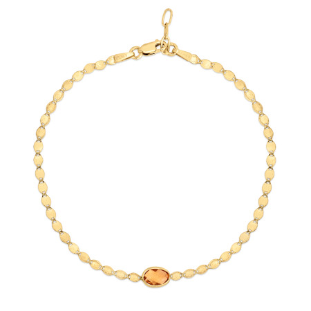 2.2mm Citrine Mirrored Chain Bracelet for Men & Women | 14K Yellow Gold | Lobster Clasp HD5101