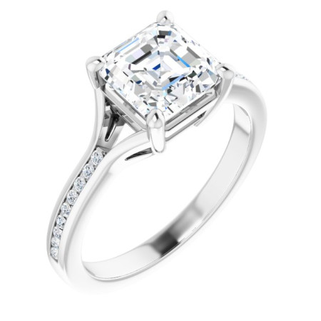 Collins Lab Grown Diamond Ring | 2 Carat Asscher Diamond Accented Engagement Ring ST194DLA